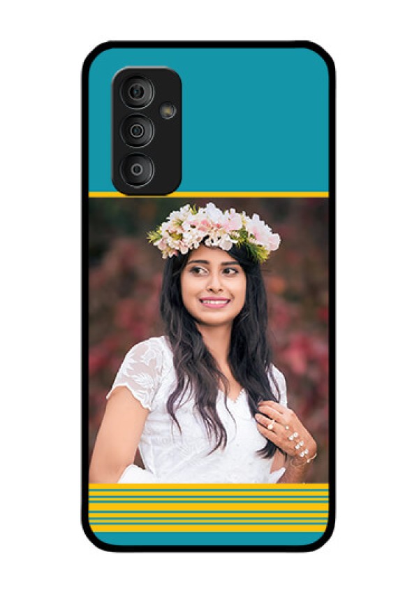 Galaxy F23 5G Custom Glass Phone Case - Yellow & Blue Design