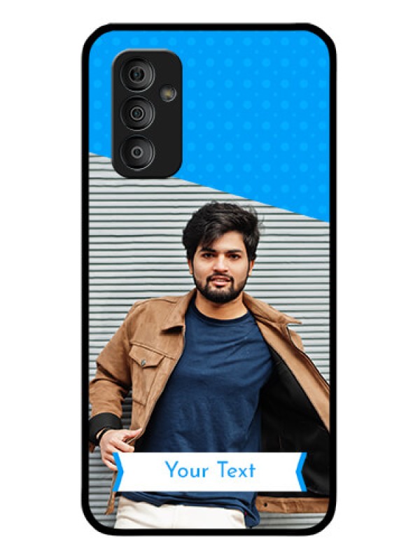 Custom Galaxy F23 5G Photo Printing on Glass Case - Simple Blue Color Design