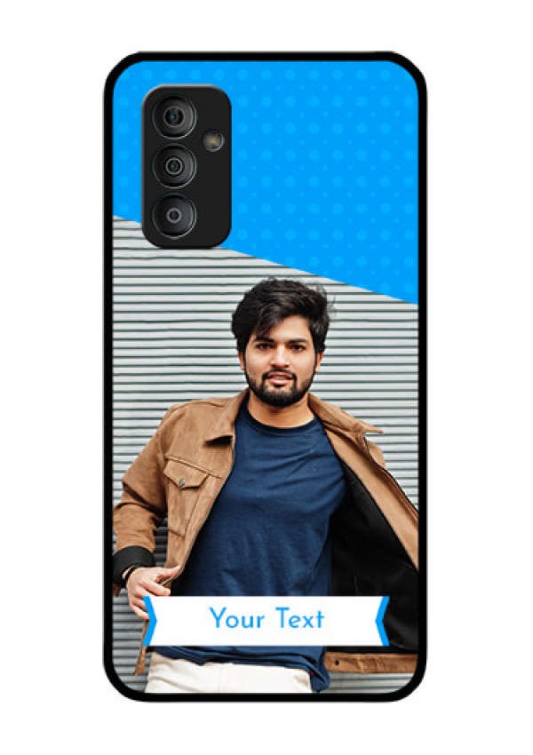 Galaxy F23 5G Photo Printing on Glass Case - Simple Blue Color Design