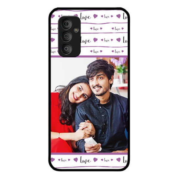 Galaxy F23 5G Custom Glass Mobile Case - Couples Heart Design