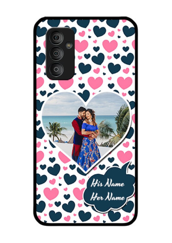 Galaxy F23 5G Custom Glass Phone Case - Pink & Blue Heart Design
