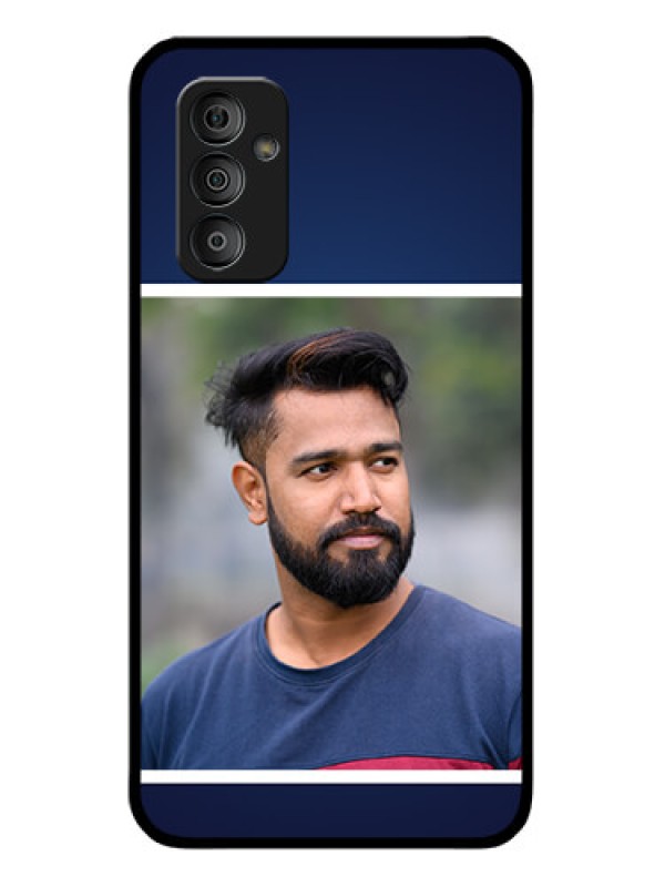 Custom Galaxy F23 5G Personalized Glass Phone Case - Simple Royal Blue Design