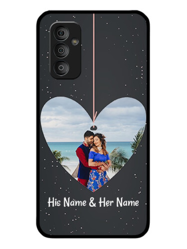 Custom Galaxy F23 5G Custom Glass Phone Case - Hanging Heart Design