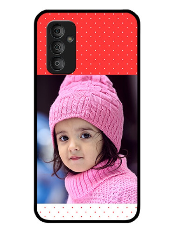 Custom Galaxy F23 5G Photo Printing on Glass Case - Red Pattern Design