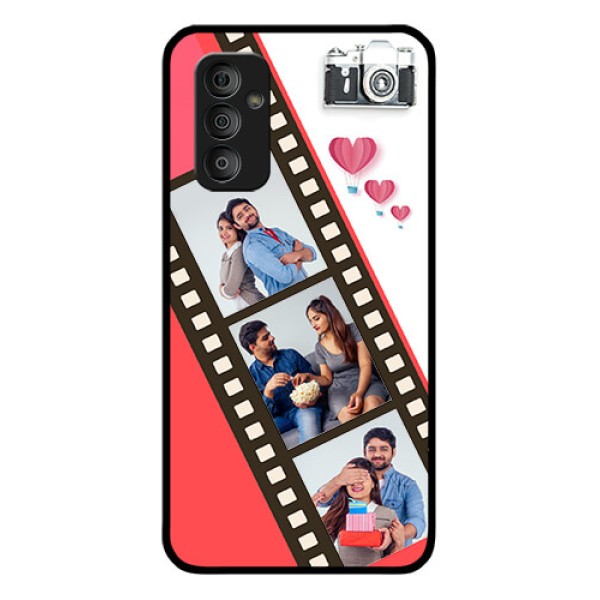 Galaxy F23 5G Personalized Glass Phone Case - 3 Image Holder with Film Reel Galaxy F23 5G Personalized Glass Phone Case - 3 Image Holder with Film Reel