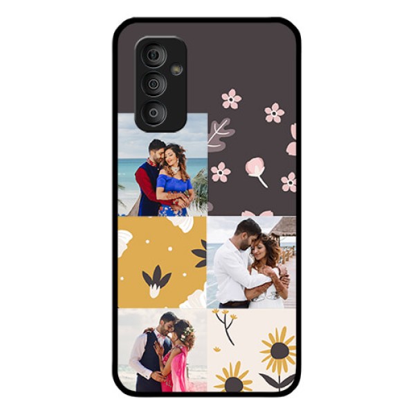 Galaxy F23 5G Photo Printing on Glass Case - 3 Images with Floral Design Galaxy F23 5G Photo Printing on Glass Case - 3 Images with Floral Design