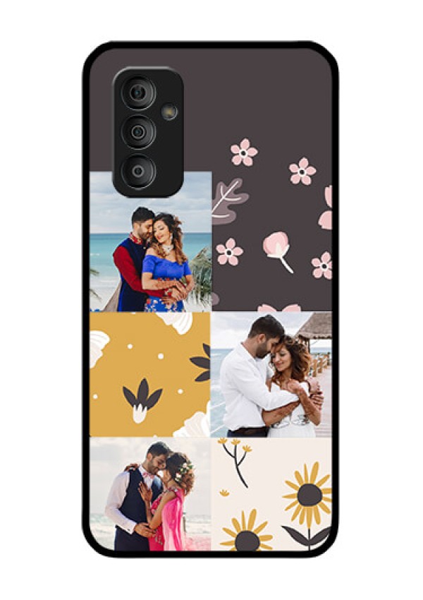 Galaxy F23 5G Photo Printing on Glass Case - 3 Images with Floral Design