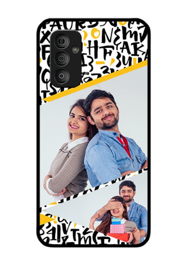 Galaxy F23 5G Custom Glass Mobile Case - Letters Pattern Design