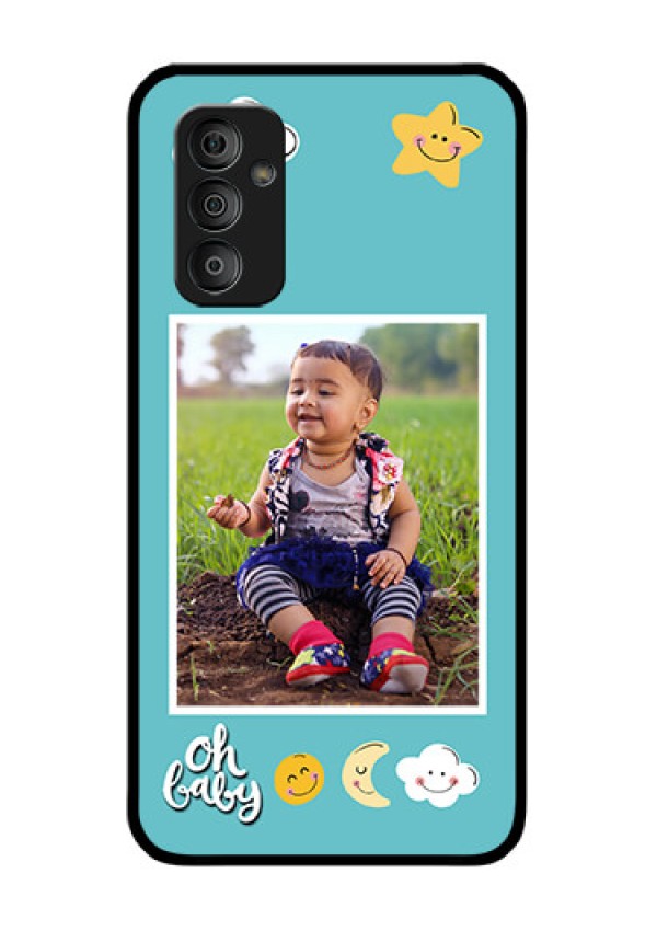 Galaxy F23 5G Personalized Glass Phone Case - Smiley Kids Stars Design