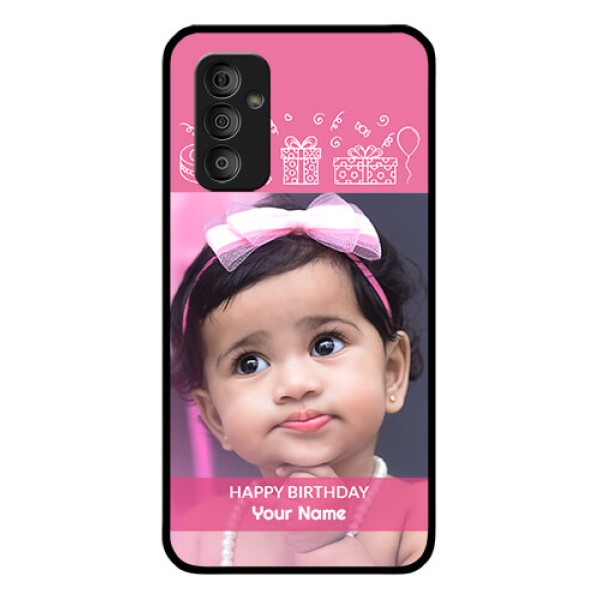 Galaxy F23 5G Photo Printing on Glass Case - with Birthday Line Art Design Galaxy F23 5G Photo Printing on Glass Case - with Birthday Line Art Design
