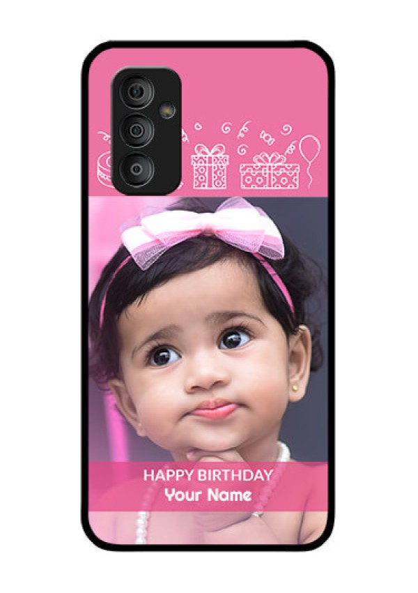 Galaxy F23 5G Photo Printing on Glass Case - with Birthday Line Art Design