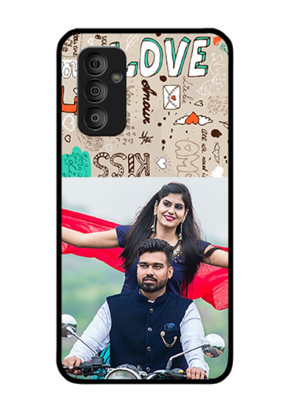 Galaxy F23 5G Custom Glass Phone Case - Love Doodle Pattern