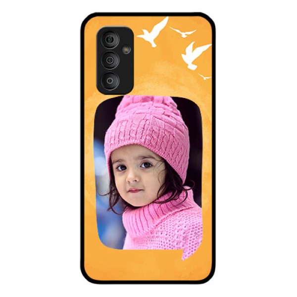 Galaxy F23 5G Personalized Glass Phone Case - Water Color Design with Bird Icons