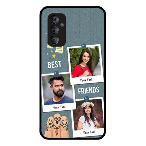 Galaxy F23 5G Personalized Glass Phone Case - Sticky Frames and Friendship Design Galaxy F23 5G Personalized Glass Phone Case - Sticky Frames and Friendship Design