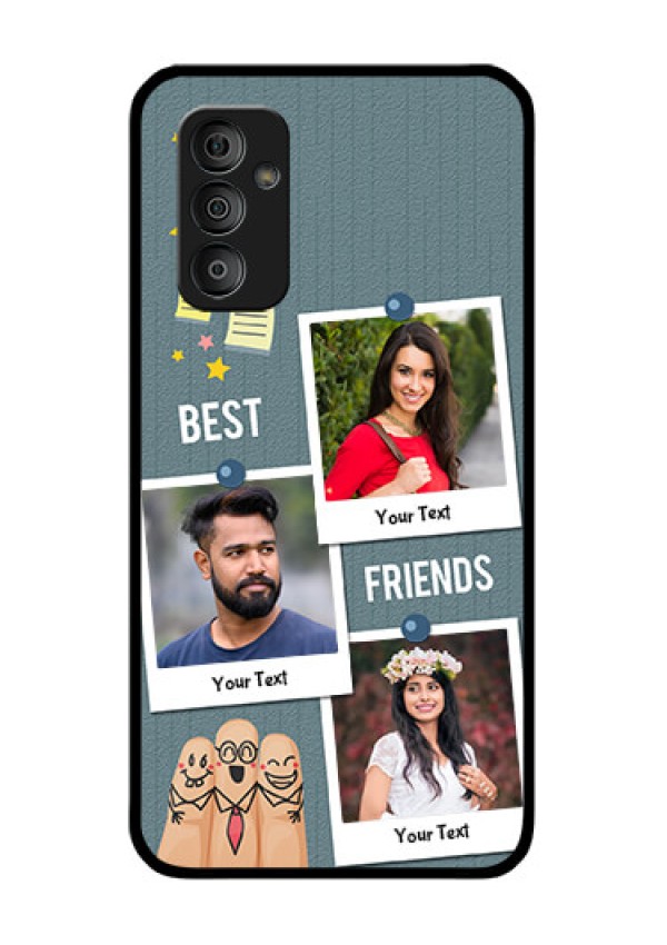 Galaxy F23 5G Personalized Glass Phone Case - Sticky Frames and Friendship Design