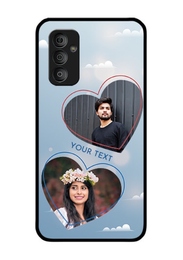 Galaxy F23 5G Custom Glass Mobile Case - Blue Color Couple Design