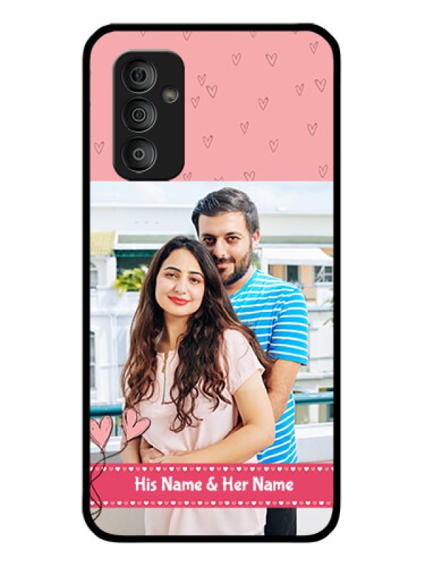 Custom Galaxy F23 5G Personalized Glass Phone Case - Love Design Peach Color