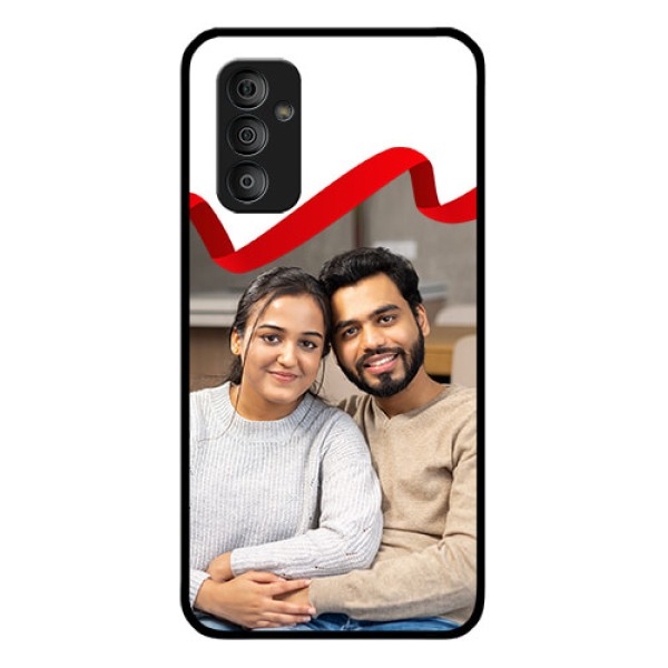 Galaxy F23 5G Photo Printing on Glass Case - Red Ribbon Frame Design