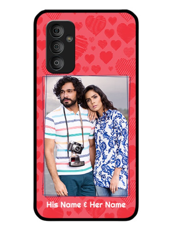 Custom Galaxy F23 5G Photo Printing on Glass Case - with Red Heart Symbols Design