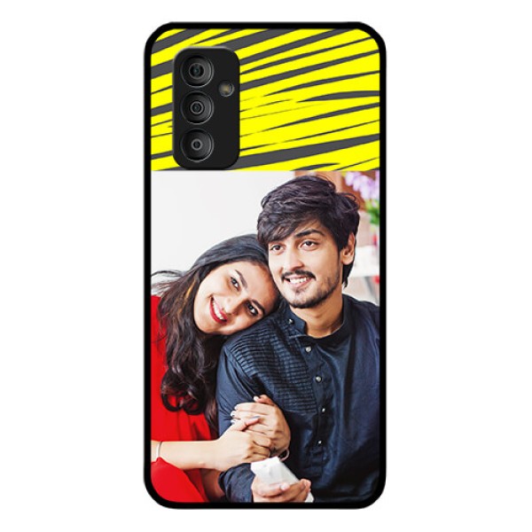 Galaxy F23 5G Photo Printing on Glass Case - Yellow Abstract Design