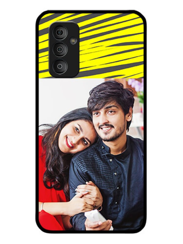 Custom Galaxy F23 5G Photo Printing on Glass Case - Yellow Abstract Design