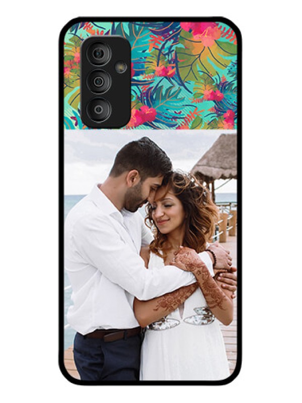 Custom Galaxy F23 5G Photo Printing on Glass Case - Watercolor Floral Design