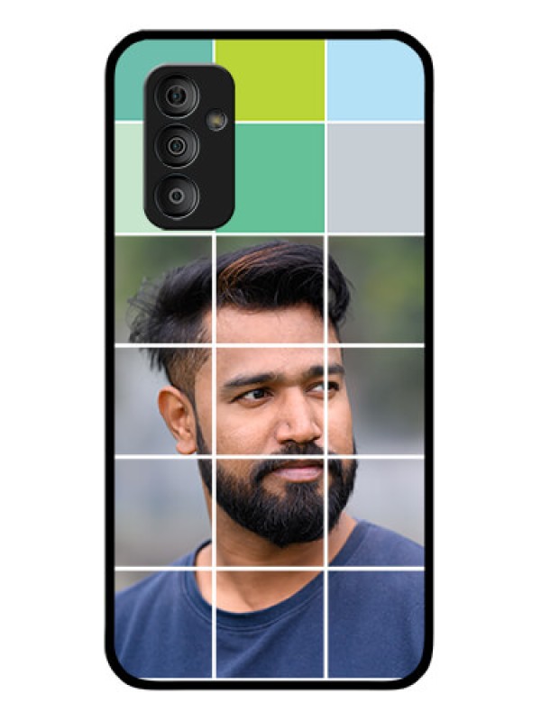 Custom Galaxy F23 5G Photo Printing on Glass Case - with white box pattern