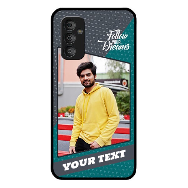 Galaxy F23 5G Personalized Glass Phone Case - Background Pattern Design with Quote Galaxy F23 5G Personalized Glass Phone Case - Background Pattern Design with Quote