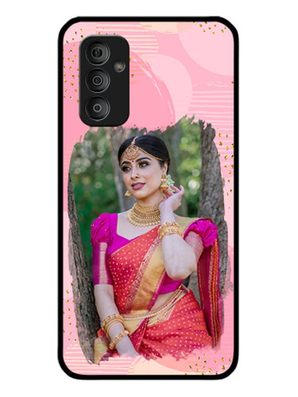 Custom Galaxy F23 5G Personalized Glass Phone Case - Gold Glitter Splash Design