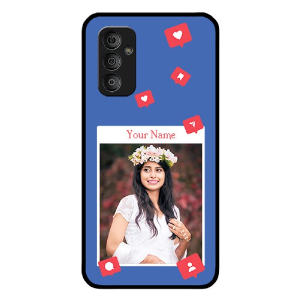 Galaxy F23 Custom Glass Phone Case - Like Share And Comment Design