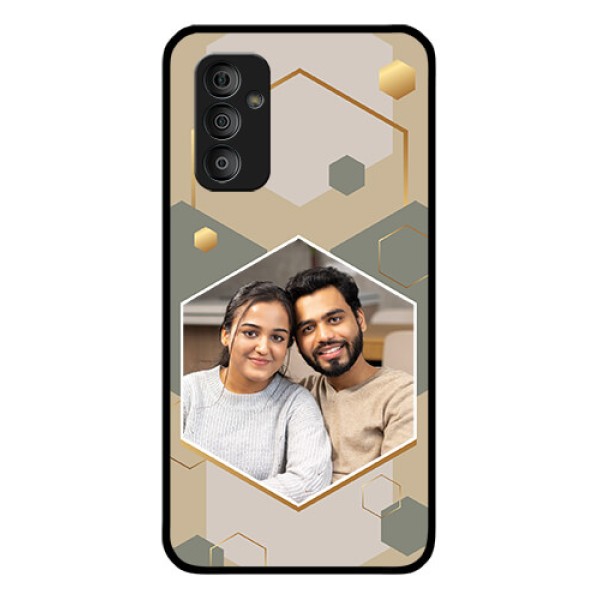 Galaxy F23 Photo Printing on Glass Case - Stylish Hexagon Pattern Design Galaxy F23 Photo Printing on Glass Case - Stylish Hexagon Pattern Design