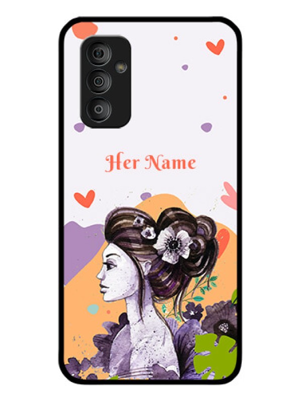 Custom Galaxy F23 Personalized Glass Phone Case - Woman And Nature Design