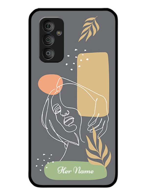 Custom Galaxy F23 Custom Glass Phone Case - Gazing Woman line art Design