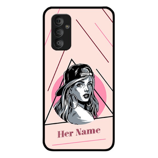 Galaxy F23 Personalized Glass Phone Case - Rockstar Girl Design