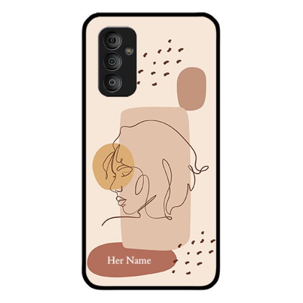 Galaxy F23 Photo Printing on Glass Case - Calm Woman line art Design Galaxy F23 Photo Printing on Glass Case - Calm Woman line art Design
