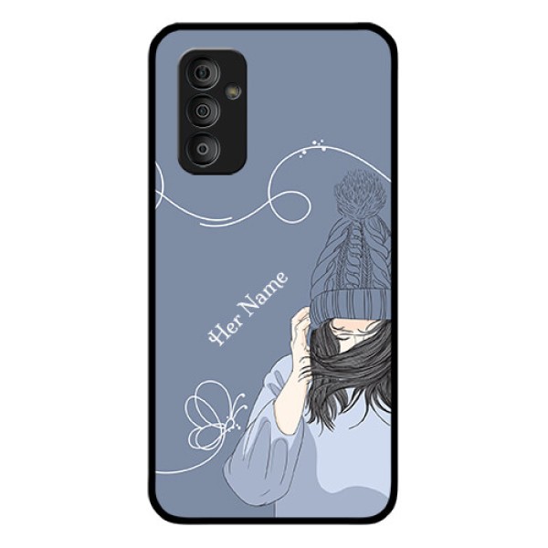 Galaxy F23 Custom Glass Mobile Case - Girl in winter outfit Design