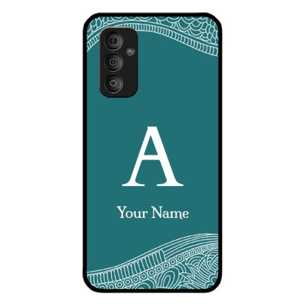 Galaxy F23 Personalized Glass Phone Case - line art pattern with custom name Design Galaxy F23 Personalized Glass Phone Case - line art pattern with custom name Design