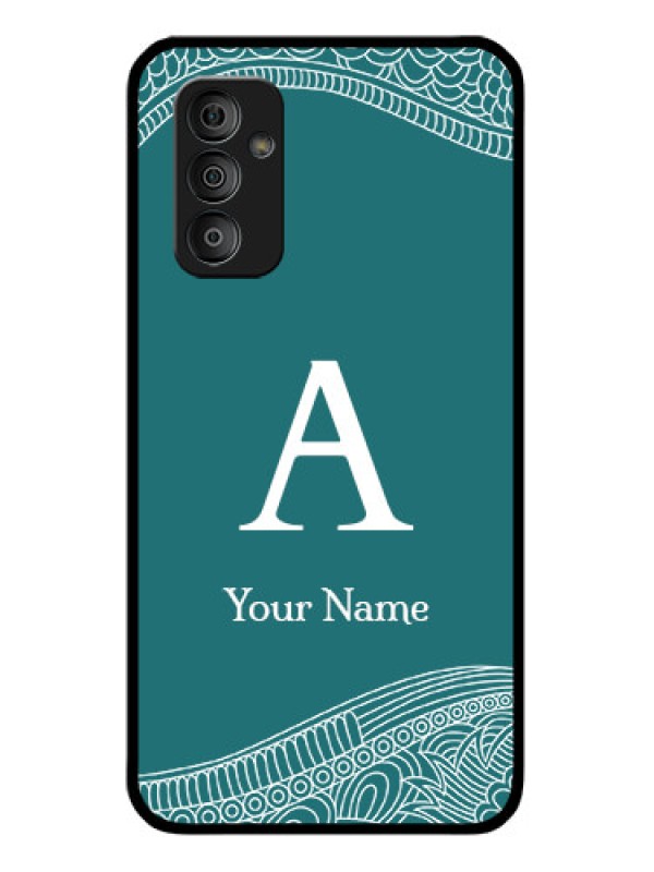 Custom Galaxy F23 Personalized Glass Phone Case - line art pattern with custom name Design