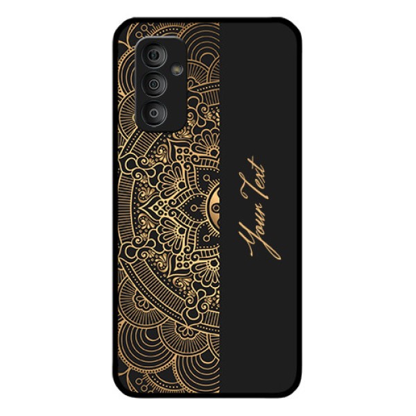 Galaxy F23 Photo Printing on Glass Case - Mandala art with custom text Design Galaxy F23 Photo Printing on Glass Case - Mandala art with custom text Design