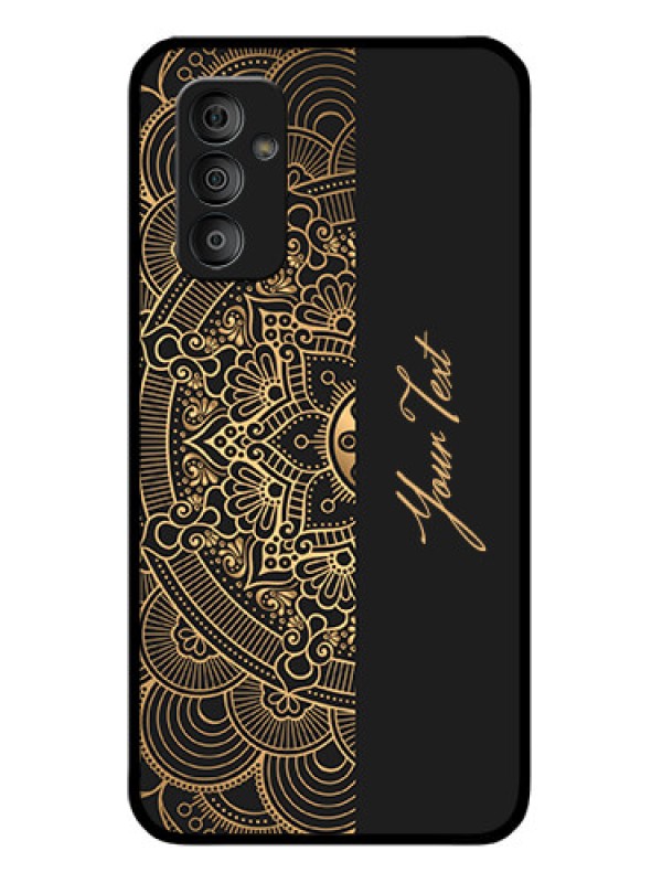 Custom Galaxy F23 Photo Printing on Glass Case - Mandala art with custom text Design