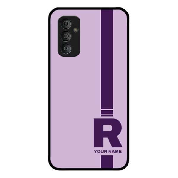 Galaxy F23 Photo Printing on Glass Case - Simple dual tone stripe with name Design Galaxy F23 Photo Printing on Glass Case - Simple dual tone stripe with name Design