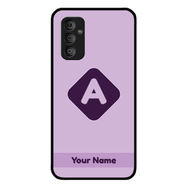 Galaxy F23 Custom Glass Mobile Case - Custom Letter in curved badge Design Galaxy F23 Custom Glass Mobile Case - Custom Letter in curved badge Design
