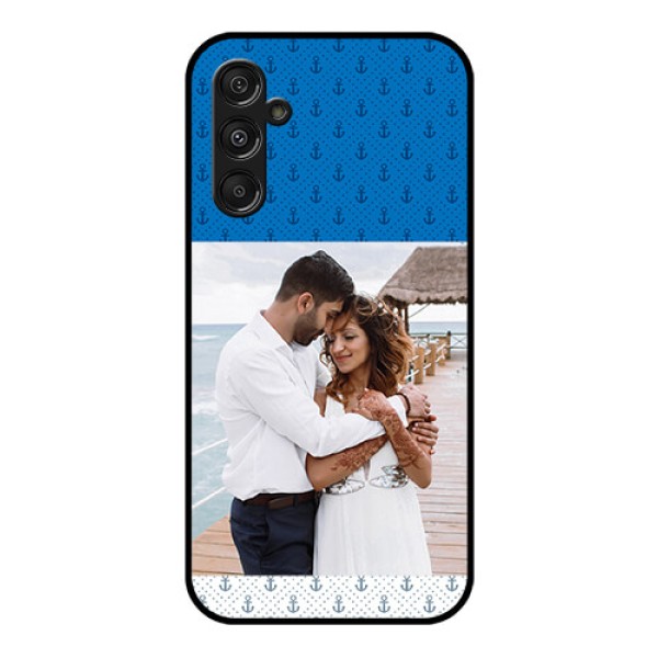 Galaxy F34 5G Custom Glass Phone Case - Blue Anchors Design