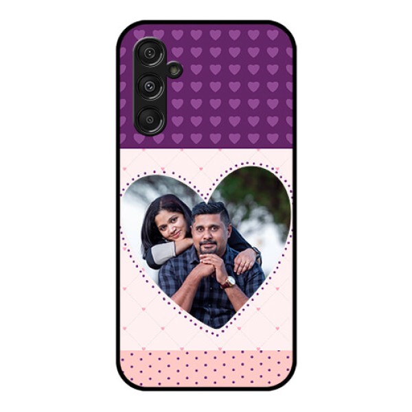Galaxy F34 5G Custom Glass Phone Case - Violet Love Dots Design