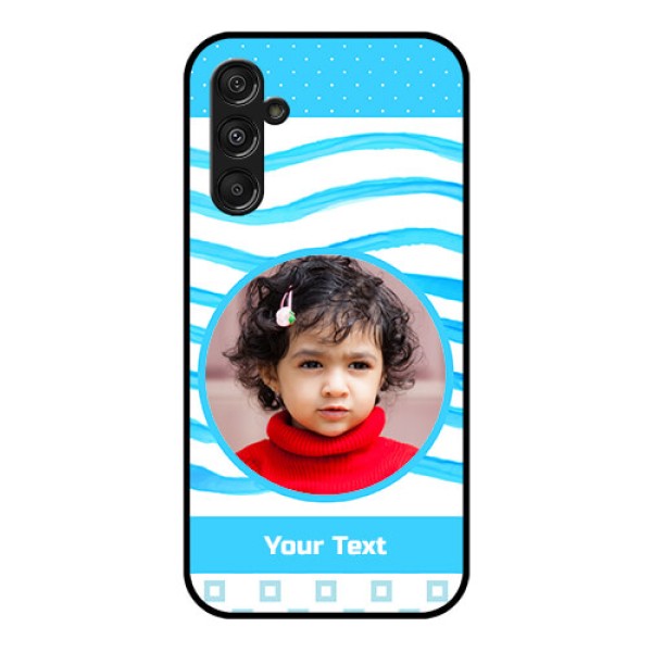 Galaxy F34 5G Custom Glass Phone Case - Simple Blue Case Design