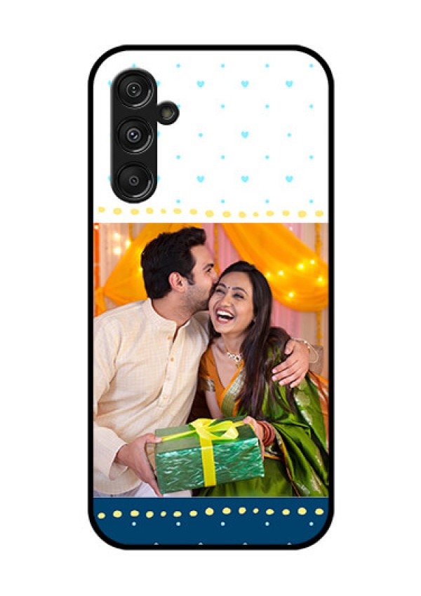 Galaxy F34 5G Custom Glass Phone Case - White And Blue Abstract Design
