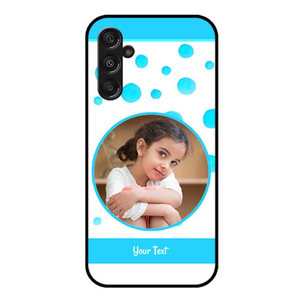 Galaxy F34 5G Custom Glass Phone Case - Blue Bubbles Pattern Design Galaxy F34 5G Custom Glass Phone Case - Blue Bubbles Pattern Design