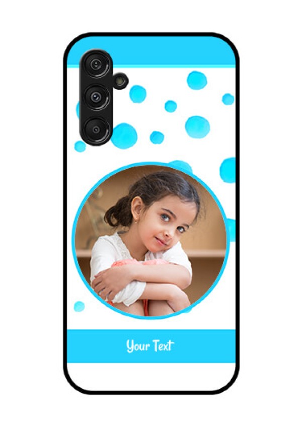 Galaxy F34 5G Custom Glass Phone Case - Blue Bubbles Pattern Design