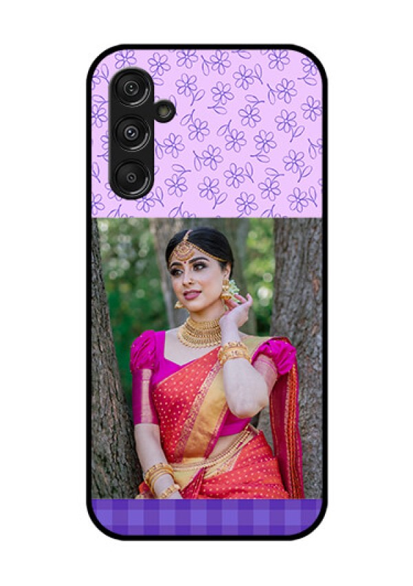 Galaxy F34 5G Custom Glass Phone Case - Purple Floral Design