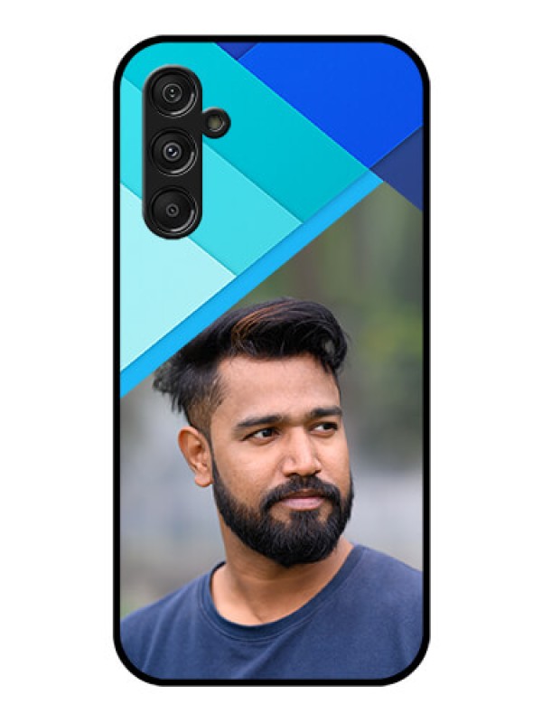 Custom Galaxy F34 5G Custom Glass Phone Case - Blue Pattern Design